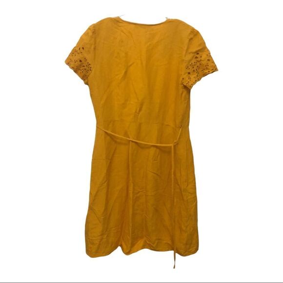 LOFT DRESS Yellow Eyelet Wrap Dress Size S - Picture 3 of 5